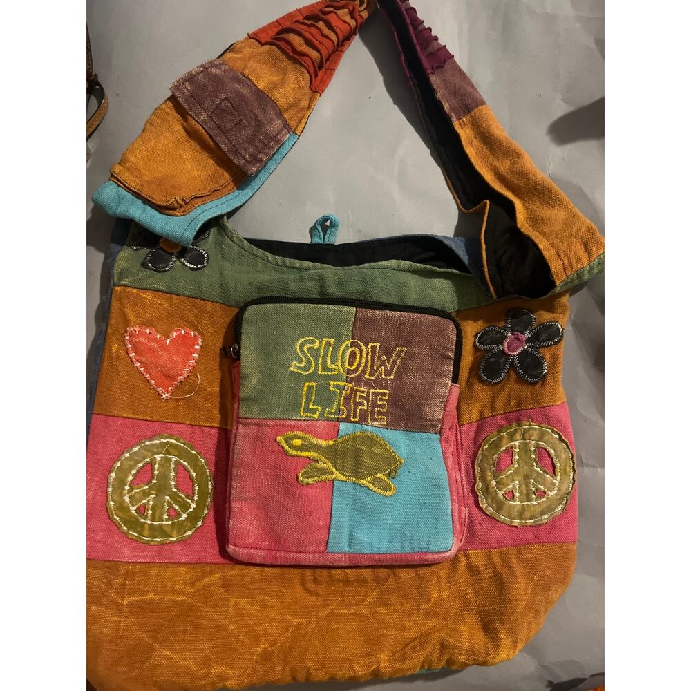 handmade Nepalese cotton patchwork hippie sling bag.